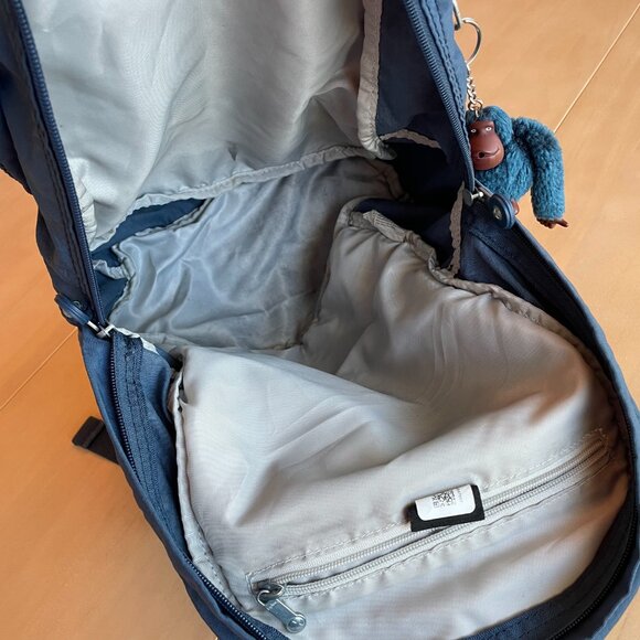 Kipling Challenger Medium Backpack With Furry Monkey Key Ring, Blue - Picture 7 of 11